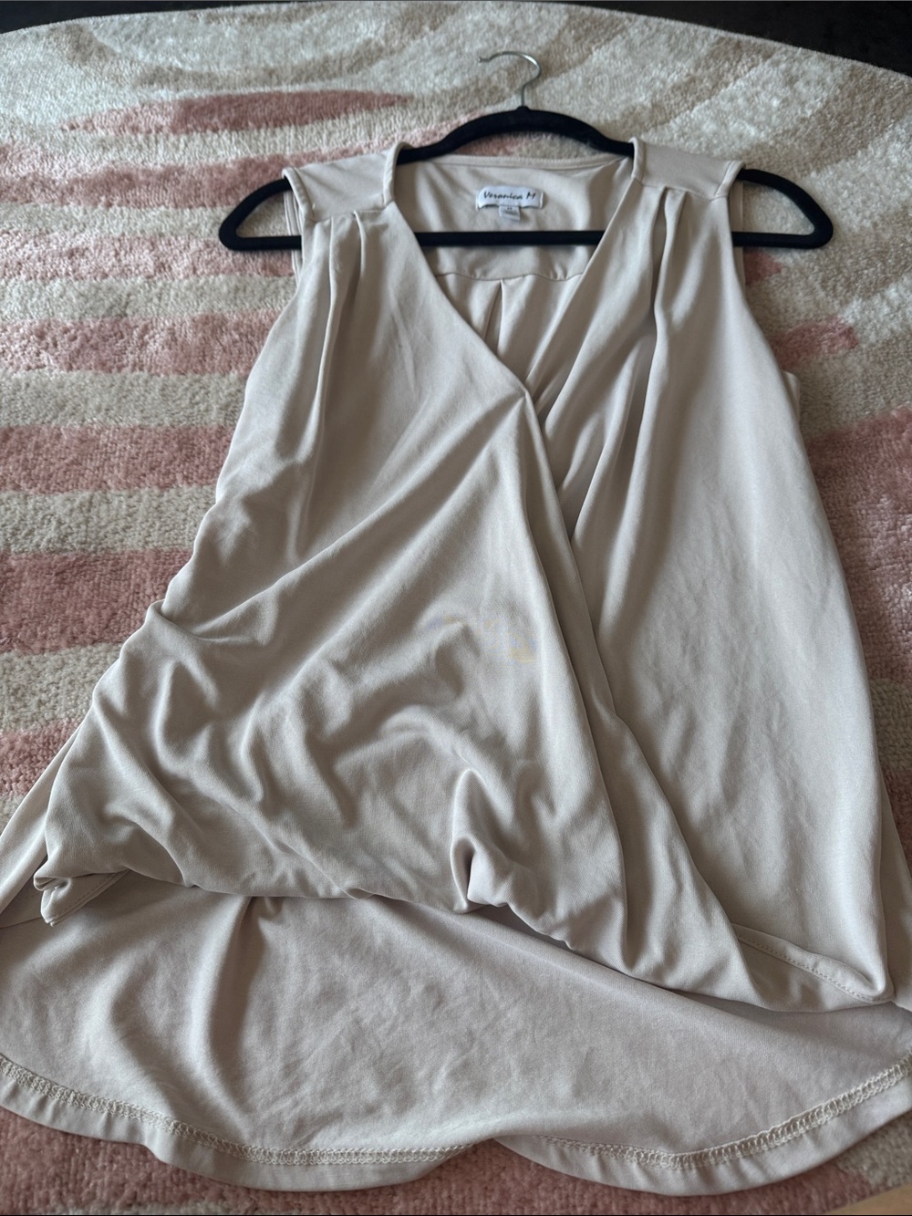 Veronica M Cream Draped Surplice Sleeveless Top